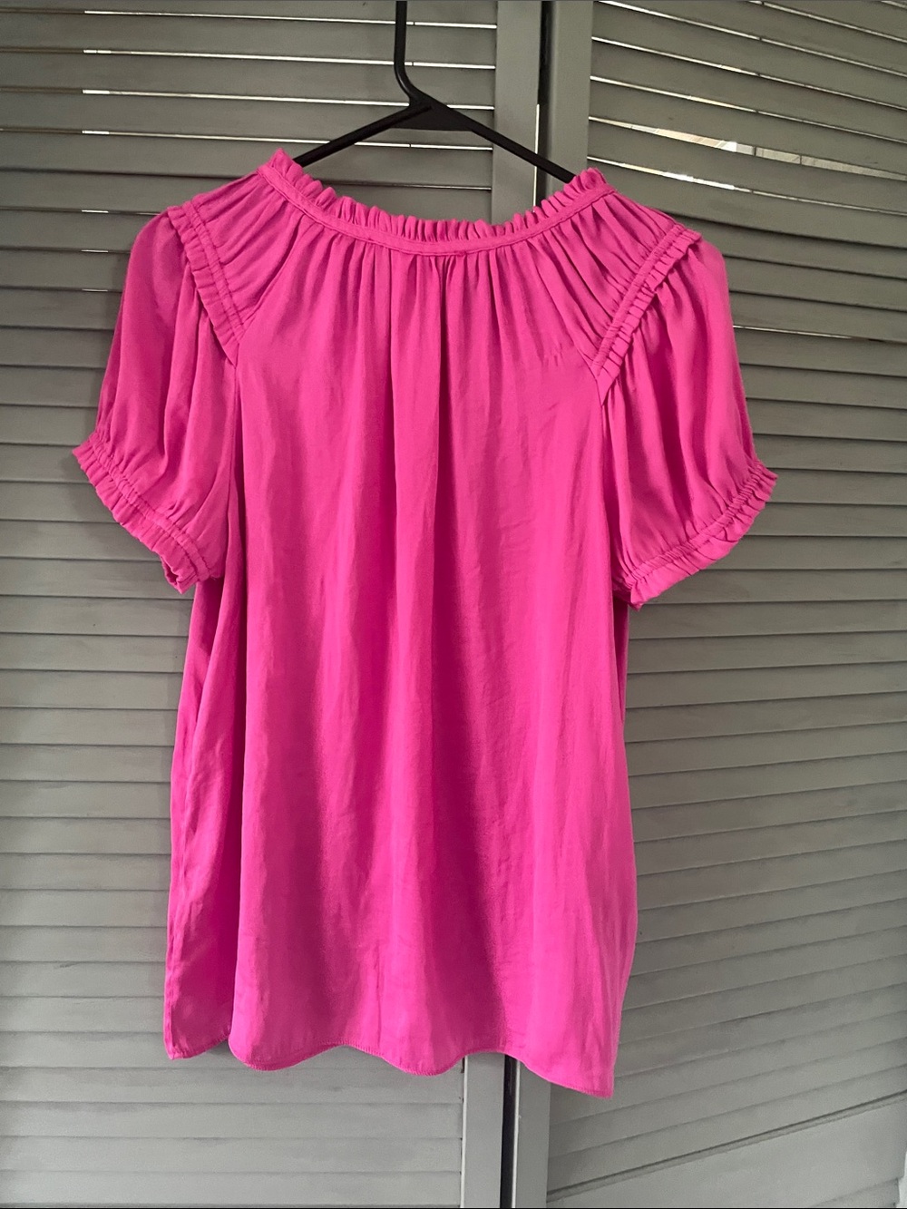 Catherine Malandrino Hot Pink Ruffled Tie-Neck Blouse - Picture 5 of 10